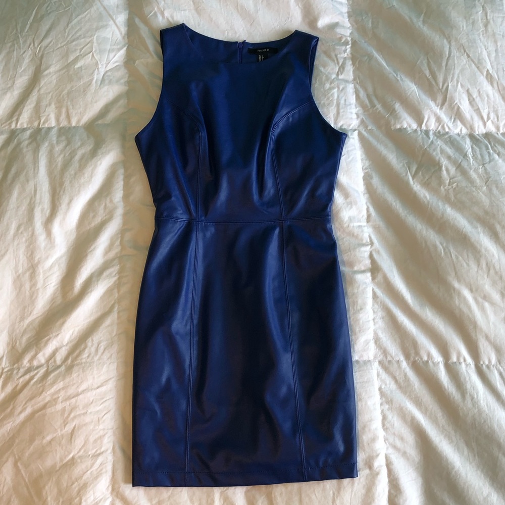 ✨Forever 21 Blue Faux Leather Dress✨